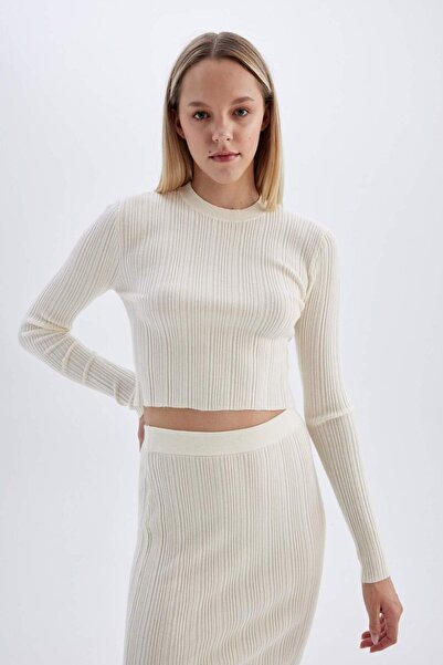 DeFacto Slim Fit Dar Kesim Bisiklet Yaka Triko Kazak A2057AX24AU