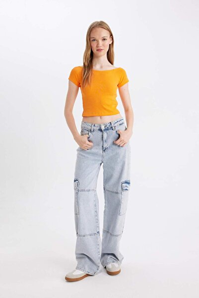 DeFacto Coool Rib Short Sleeve Fitted T-Shirt D5119AX24HS