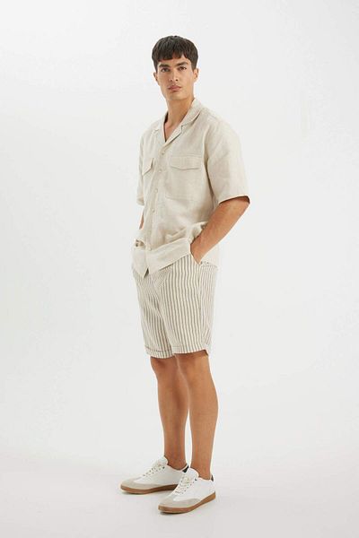 DeFacto Pantaloni scurți Bermuda de vară din amestec de in D4260AX24SM