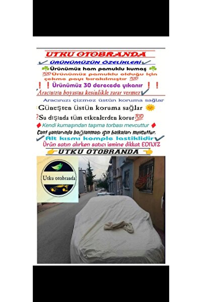 Utku otobranda Ferhan gün (Geniş Sedan Uyumlu) Ham Pamuklu Kumaş, Otobranda,Araba Brandası Araç Örtüsü Premium Kalite