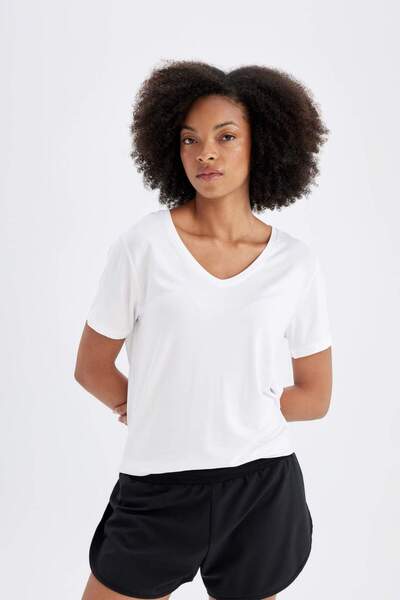 DeFacto DeFactoFit - Αθλητικό μπλουζάκι με κοντό μανίκι με λαιμόκοψη D1906AX24HS