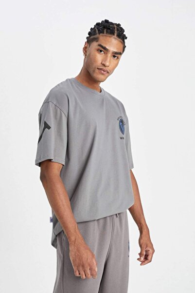 DeFacto Fit Nba Golden State Warriors Oversize Wide Fit Crew Neck Potištěné tričko s krátkým rukávem