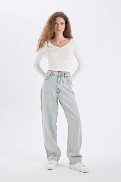 DeFacto Baggy Fit Yüksek Bel Uzun Jean Pantolon D3894AX24HS