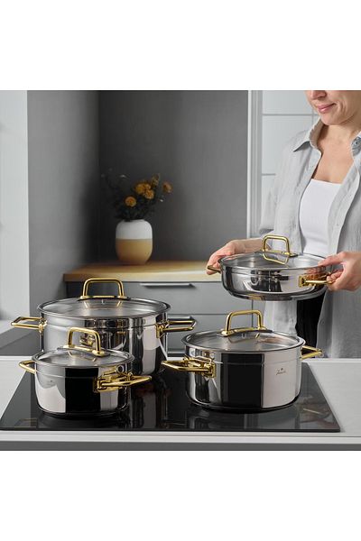 Jumbo Modena 8 Piece Titanium Gold Cookware Set