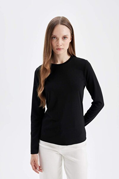 DeFacto Crew Neck Basic Solid Long Sleeve T-Shirt D5017Ax24Au