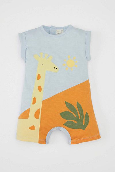 DeFacto Giraffe PrinteD Cotton Sleeveless Jumpsuit for Baby Boy - D0774a524hs