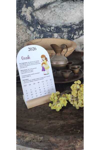YUNUS COPY 2026 Anne Çocuk Takvimi Ahşap Ayaklı Anne Çocuk Temalı Özel Tasarım Takvim