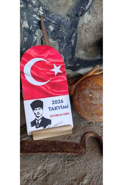 YUNUS COPY 2026 Atatürk Takvimi Ahşap Ayaklı Atatürk Temalı Özel Tasarım Takvim, Atatürk 2026 takvim