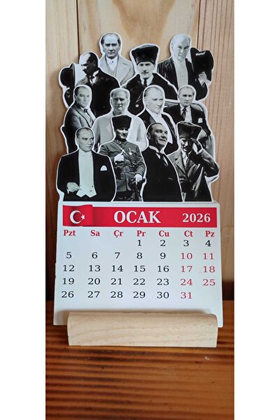 YUNUS COPY 2026 Atatürk Takvimi Ahşap Ayaklı Atatürk Temalı Özel Tasarım Takvim, Atatürk 2026 takvim