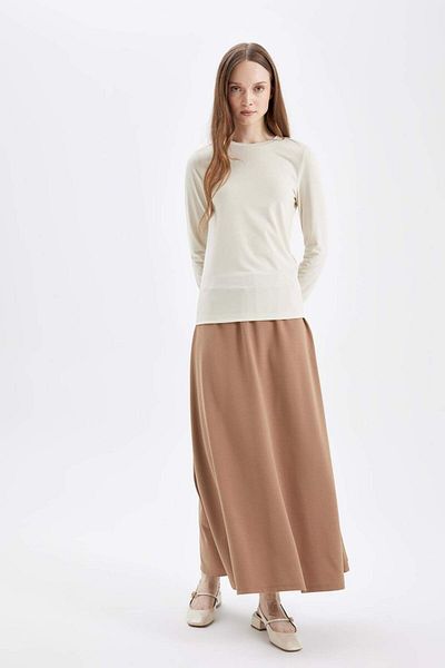 DeFacto A-Line Skuba Diver Fabric Basic Plain Maxi Skirt A4706Ax24Au