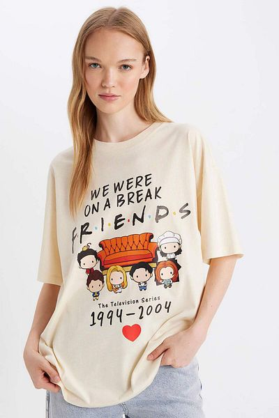 DeFacto Coool Friends Crew Neck Printed Oversize T-Shirt - Short Sleeve D4820AX24AU