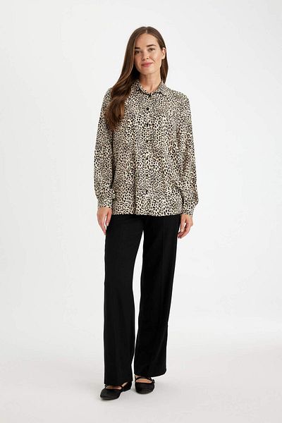DeFacto Relax Fit Leopard Print Long Sleeve Shirt D1078Ax24Au