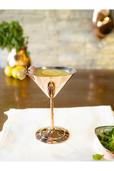 Bakır Concept Martini Model Copper Goblet - Plain Bright Copper Color