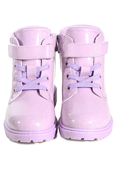 Stella Pendenza Çocuk Kız & Erkek Ünisex Lila Simli Bot Günlük Fermuarlı Bağcıklı Ayakkabı