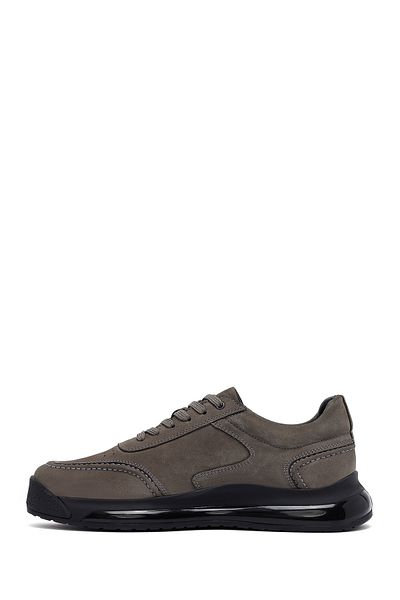 Derimod Men's Gray Lace-Up Thick Sole Nubuck Leather Sneaker 25Wfd6114V3