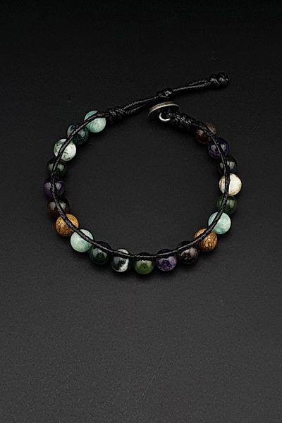Seven Art Jewelry Handmade Virgo Bohemian Bracelet – Jade, Amazonite, Jasper, Amethyst, Agate and Tourmaline Stones