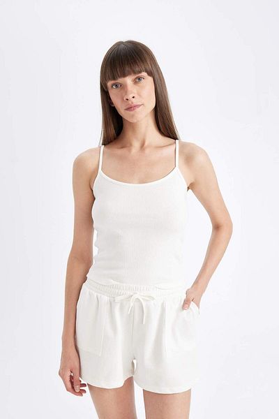 DeFacto Regular Fit Round Neck Ribbed Camisole Basic Plain Undershirt D3326Ax24Sm
