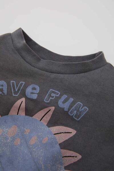 DeFacto Erkek Bebek 2'li Takım Dinazor Baskılı Penye Kısa Kollu Tişört Beli Lastikli Şort C5921A524SM