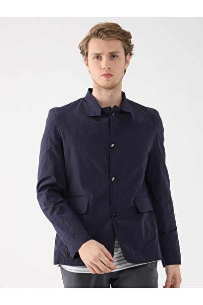 Dufy Lacivert Erkek Regular Fit Düz Düğmeli Dik Yaka Mont - 96309