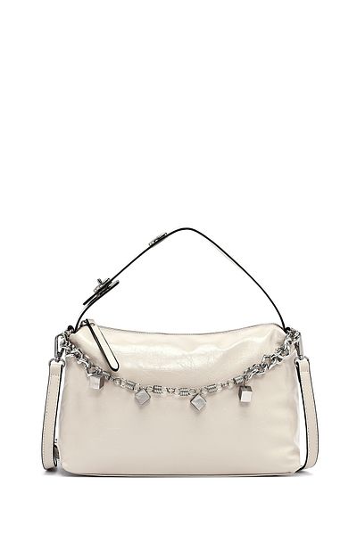 Derimod Women's Beige Long Strap Chain Detailed Shoulder Bag 25Sbd250718