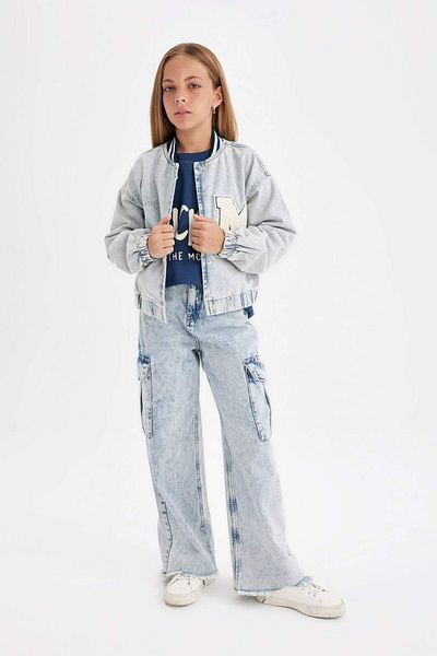 DeFacto Κοριτσίστικο τζιν Bomber Jacket με τσέπες με κούμπωμα C7485A824AU