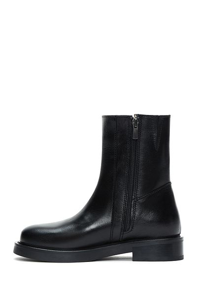 Derimod Women's Black Zippered Leather Boots 25Wfd180518