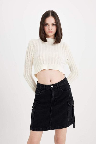 DeFacto Fashion Fit Cargo Pocket Jean Mini Skirt D4421Ax24Au
