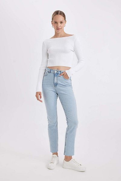 DeFacto Mary Vintage, cu croiala dreaptă, cu talie înaltă, cu vârf de pantaloni, până la gleznă, pantaloni lavabili C7365AX24AU