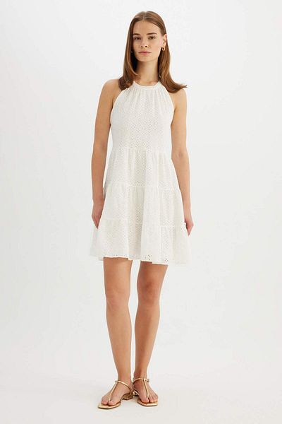 DeFacto A-Line Halter Neckline Brode Sleeveless Mini Dress D4400Ax24Hs