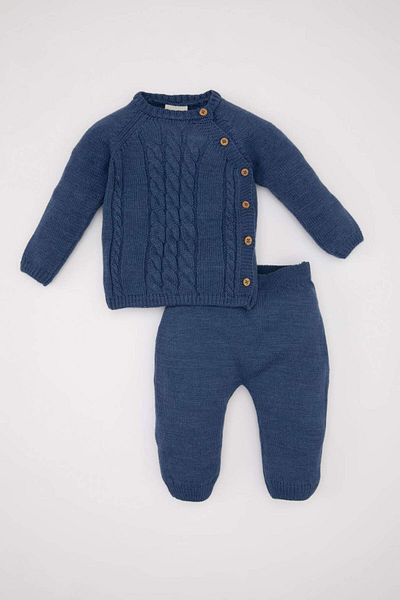 DeFacto Baby Boy Langarm Pullover mit Knöpfen unten 2 Stück Set C9589a524au