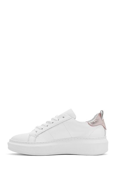 Derimod Women's White Lace-Up Leather Sneaker 25Sfd 370118