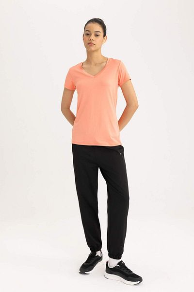 DeFacto Tricou DeFactoFit Standard Fit cu decolteu în V pentru sport, cu mânecă scurtă, din țesătură grea B4584AX24SP