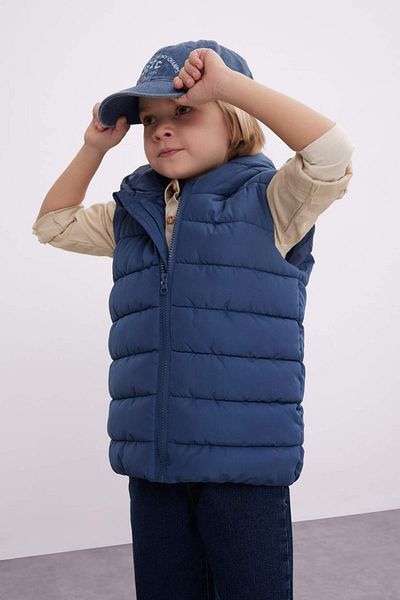 DeFacto Baby Boy Water Repellent Hooded Zipper Pocket Inflatable Vest A2221A524Au