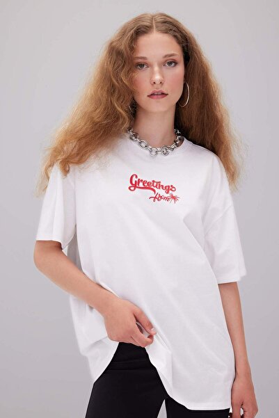 DeFacto Oversize tričko s potiskem Crew Neck – krátký rukáv, D3462AX24SM