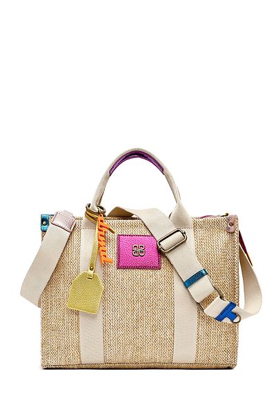 Derimod Women's Beige Long Strap Straw Shoulder Bag 25Sbd2441M7
