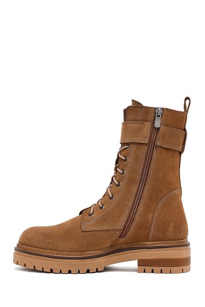 Derimod Women's Tan Zippered Suede Leather Boots 25Wfd183110