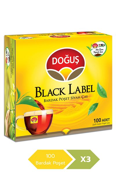 Doğuş Çay بلاك ليبل 100 كوب شاي في أكياس × 3 قطع