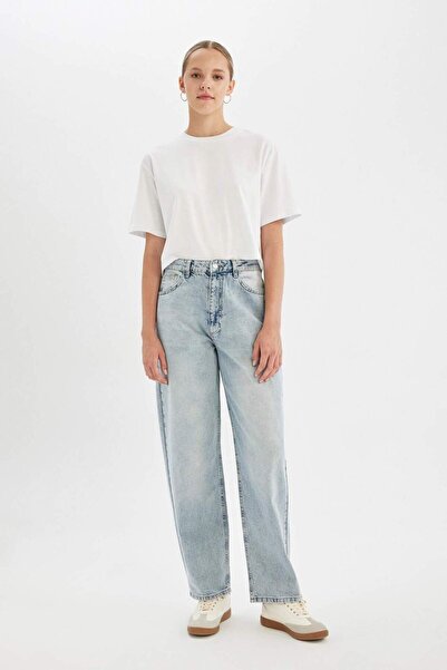 DeFacto Baggy Fit vysoký pás dlhé džínsové nohavice D3896AX24HS