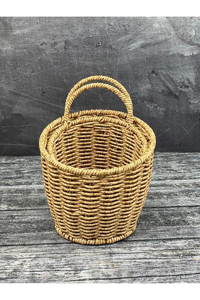 YzHome 2-Piece Wicker Rattan Handle Hanging Multi-Purpose Basket Cutlery Organizer Organizer