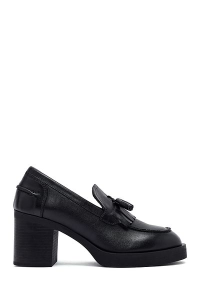 Derimod Women's Black Thick Heeled Leather Masculine Loafer 25Afd510618