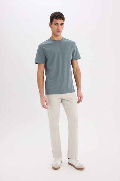 DeFacto 100% бавовна New Regular Fit Велосипедний комір Basic Прямий короткий рукав Футболка V7699AZ24SP