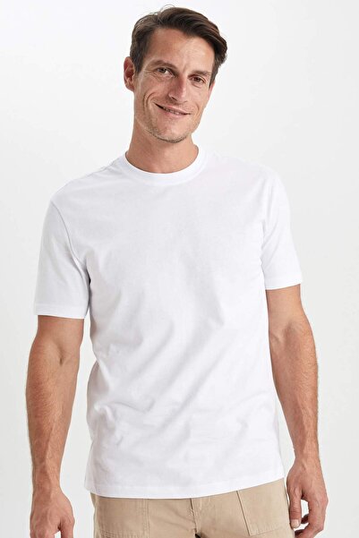 DeFacto New Regular Fit Crew Neck Basic Plain 100% Cotton Short Sleeve T-Shirt V7699Az23Sp