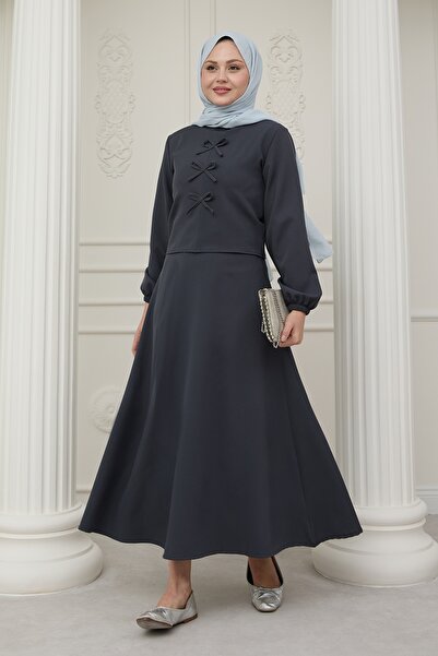 InStyle Стрічка Детальна спідниця Антрацит Костюм