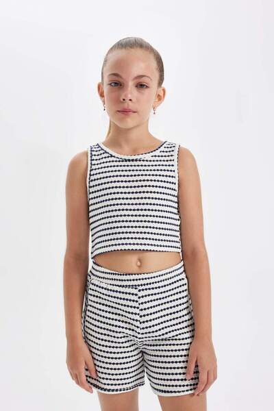 DeFacto Lány 2 részes szett mintás ujjatlan blúz rövidnadrág D2607A824HS