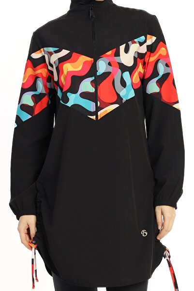 InStyle Colorful Lacing 4 Piece Black Hijab Swimsuit 6225A