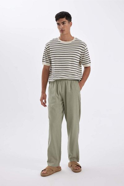 DeFacto Relax Fit Relaxed Cut Slim Leg Linen Blended Summer Trousers C1140Ax24Sm