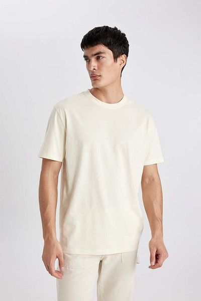 DeFacto Tricou de bază cu mânecă scurtă, 100% bumbac, cu decolteu rotund, cu croială normală V7699az24sp