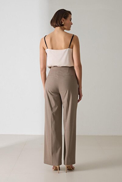 Setre Mink Waist Detailed Pocketed Relaxed Cut Wide Fit Trousers