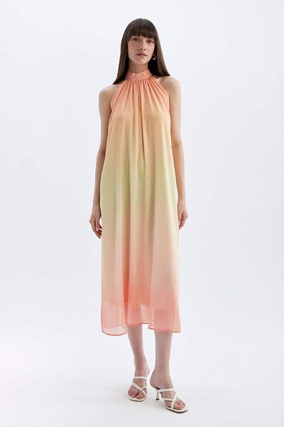 DeFacto Halter Neck Gradiens Chiffon Maxi ruha - Ujjatlan, A-vonal - D0003AX24HS