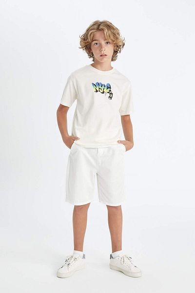 DeFacto Besticktes Kurzärmliges T-Shirt mit Rundhalsausschnitt für Jungen - D2228A824HS